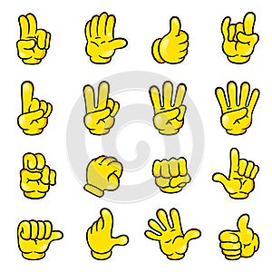 Vector illustration of different hand gestures cartoon style