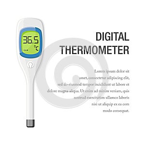 Vector illustration of a digital thermometer.  check a patient`s body temperature during a fever.