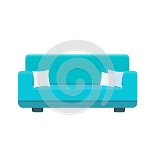 Vector illustration of divan icon with pillows