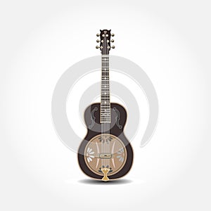 Vector illustration of dobro, american resonator isolated on white background. photo