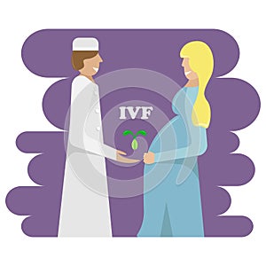 Vector illustration of the doctor and pregnant after extracorporeal
