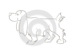 Vector illustration of a dog standing, line drawing, vector