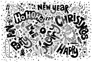 Vector illustration of Doodle Christmas background