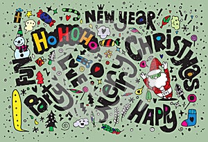 Vector illustration of Doodle Christmas background