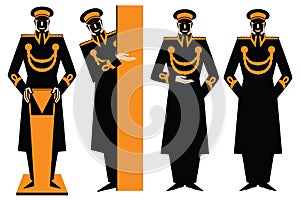 Vector illustration. Doorman. The man in the form of making an inviting gesture. photo