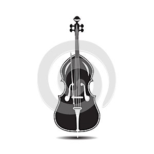 Vector illustration of double bass in flat style