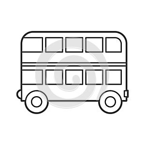 Vector Illustration of an double deck bus. Icon style with black outline. Logo design. Coloring book for children