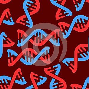 Vector illustration double helix structure science genetic repeat seamless pattern doodle cartoon wallpaper background