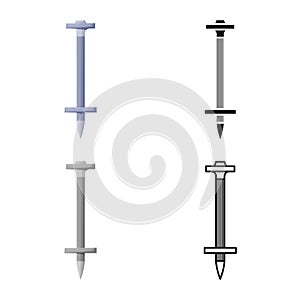 Vector illustration of dowel and screw icon. Graphic of dowel and srew stock symbol for web.