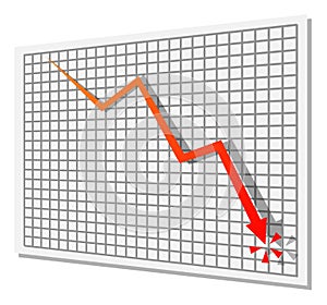 Vector illustration of a downward arrow symbolizing economic decline, recession