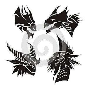 Vector illustration of dragon heads