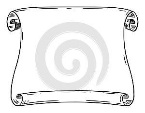Vector Illustration or Drawing of Old Antique Empty Scroll or Parchment or Sheet of Paper