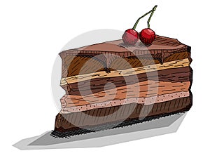 Vector illustration of drawing piece of cake.