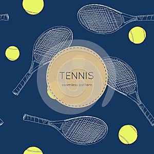 Vector illustration of drawing Tennis Set , seamless pattern.
