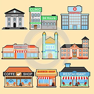 Vector Illustration Drawing Of Various Buildings