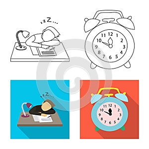 Vector illustration of dreams and night sign. Set of dreams and bedroom stock vector illustration.