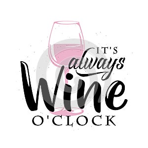 Vector illustration of drink related typographic quote. Wine old logo design