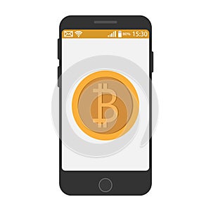 Vector illustration with e-currency bitcoin