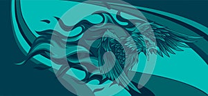 vector illustration of eagle with flames design