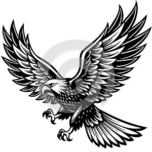 Vector Illustration of Eagle Flying Silhouette And Unique Design