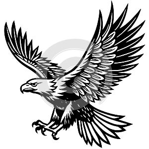 Vector Illustration Eagle Flying And Unique Silhouette Design