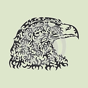 Vector illustration of an eagle head made of patterned elements