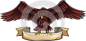 vector illustration of eagle mascot grip the ribbon