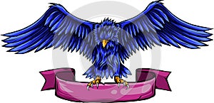 vector illustration of eagle mascot grip the ribbon