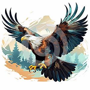 Vector illustration of an eagle with it\'s wings wide spread