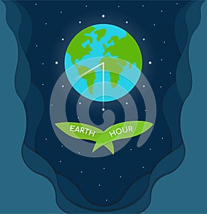 Vector illustration, earth hour concept.