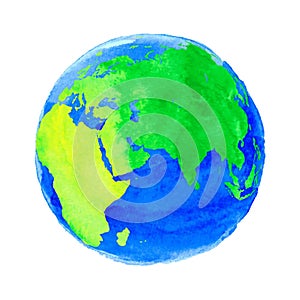 Vector illustration of Earth with watercolor texture