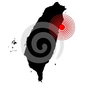 Vector illustration of earthquake in Taiwan with map of country