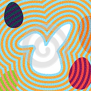 Abstract Easter Bunny Silhouette with Colorful Eggs