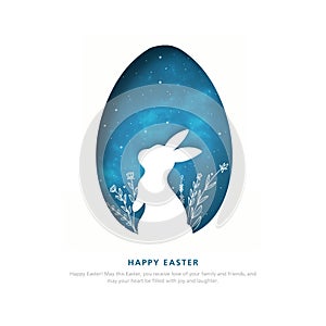 vector illustration of easter day background with rabbit and egg