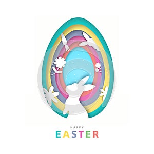 vector illustration of easter day background with rabbit and egg