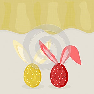 Vector illustration of Easter eggs with rabbit ears.