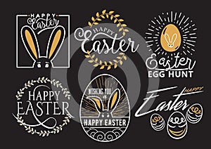 Vector illustration of Easter wishes logo, labels design set