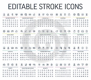 Vector illustration editable stroke thin line web icons