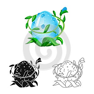 Vector illustration of egg and dragon logo. Collection of egg and leaves vector icon for stock.