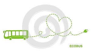 Vector illustration of electric green bus sign