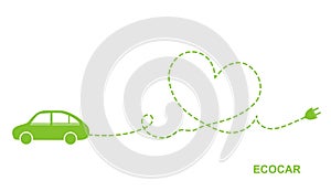 Vector illustration of electric green car sign