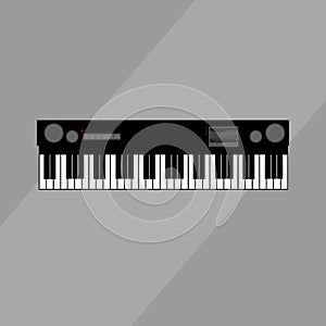 Vector illustration of electric piano keyboard on grey background.