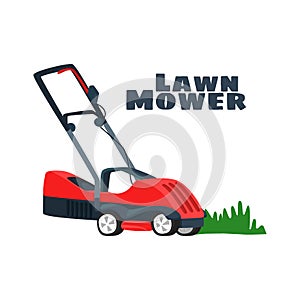 Vector illustration with electric red lawn mower