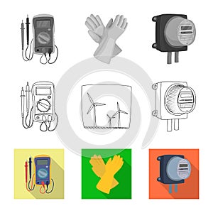 Vector illustration of electricity and electric icon. Collection of electricity and energy vector icon for stock.