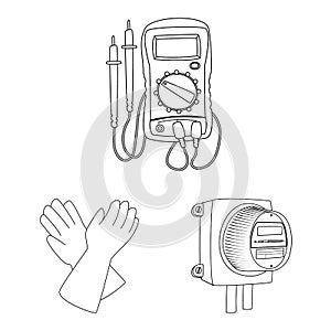 Vector illustration of electricity and electric logo. Set of electricity and energy stock symbol for web.