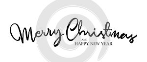 Vector illustration: Elegant lettering type composition of Merry Christmas and Happy New Year on white background