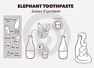 Vector illustration of Elephant`s toothpaste experiment