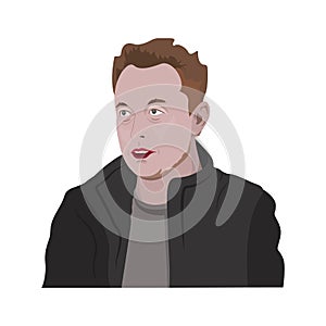 A Vector Illustration Of Elon Musk on white background