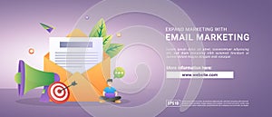 Vector illustration of email marketing and message concept. send message and message notification sign. Suitable for web landing