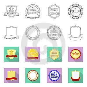 Vector illustration of emblem and badge icon. Collection of emblem and sticker stock symbol for web.